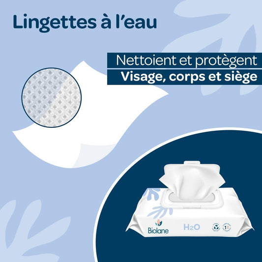 - Lingettes Bébé À L'Eau - 225 Lingettes - Lot De 3X75 - Nettoyage Doux Et Efficace - Dès La Naissance - Qualité Française